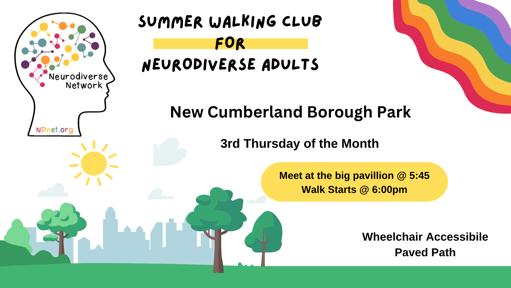 walking club autistic neurodiverse neurodivergent adult group walks park club new cumberland borough park harrisburg pA