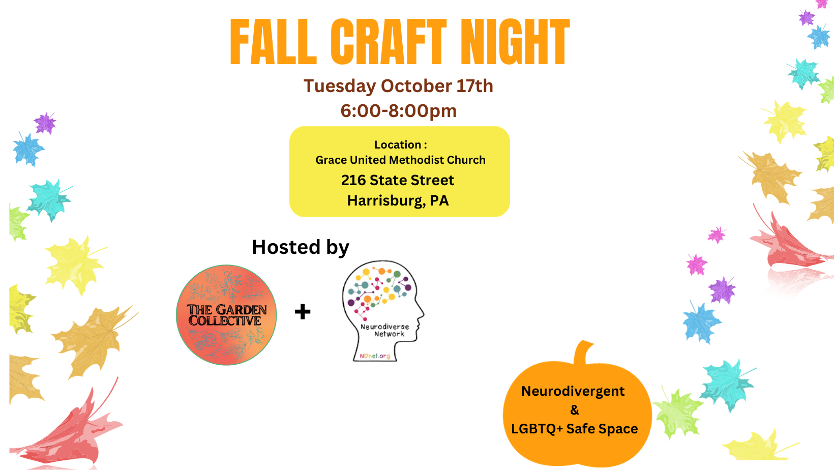 Fall Craft night inclusive accessible adult teens neurodivergent